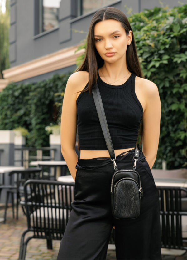 Сумка для телефону жіноча Sambag крокодил чорна