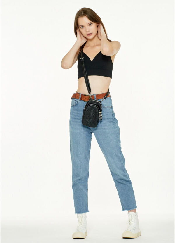 Сумка для телефону жіноча Sambag крокодил чорна