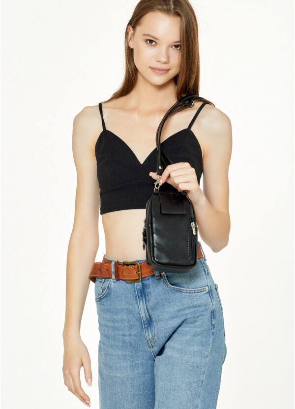 Сумка для телефону жіноча Sambag крокодил чорна