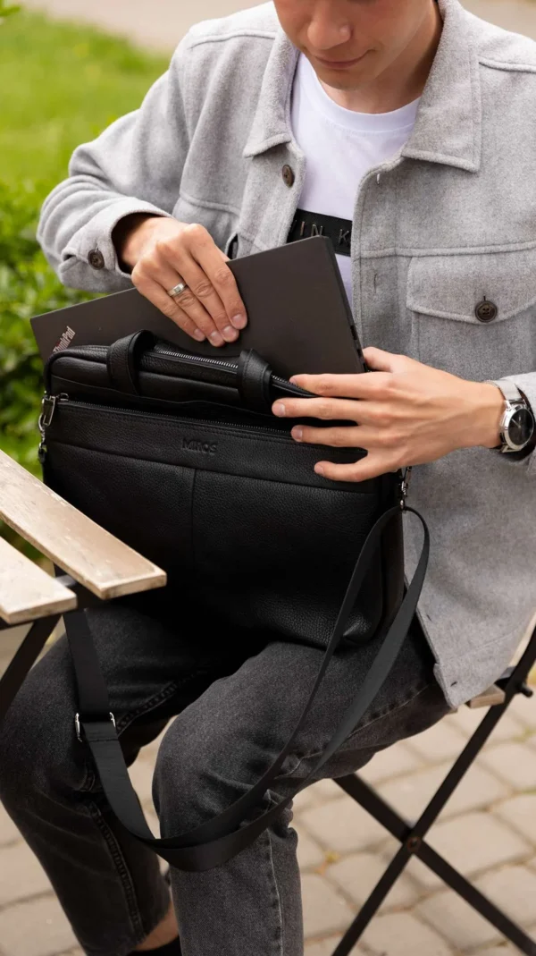 Сумка для ноутбука кожаная Miros Мюнхен черная