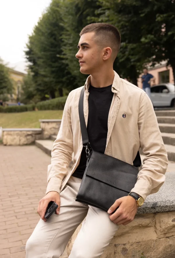 Сумка месенджер чоловіча Miros Лондон чорна