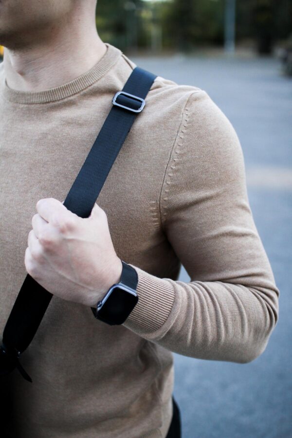 Сумка месенджер чоловіча Skill шкіряна чорна