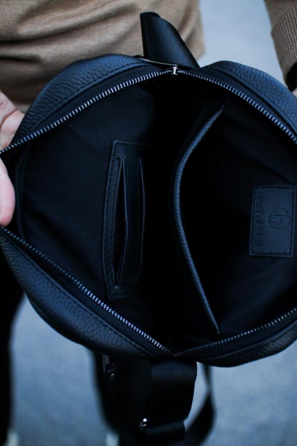 Сумка мессенджер мужская Skill зернистая кожа черная